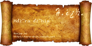 Héra Áhim névjegykártya